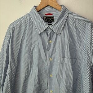 Abercrombie & Fitch Shirt Men's XL Classic Button Down Pocket Blue Pinstripe A&F